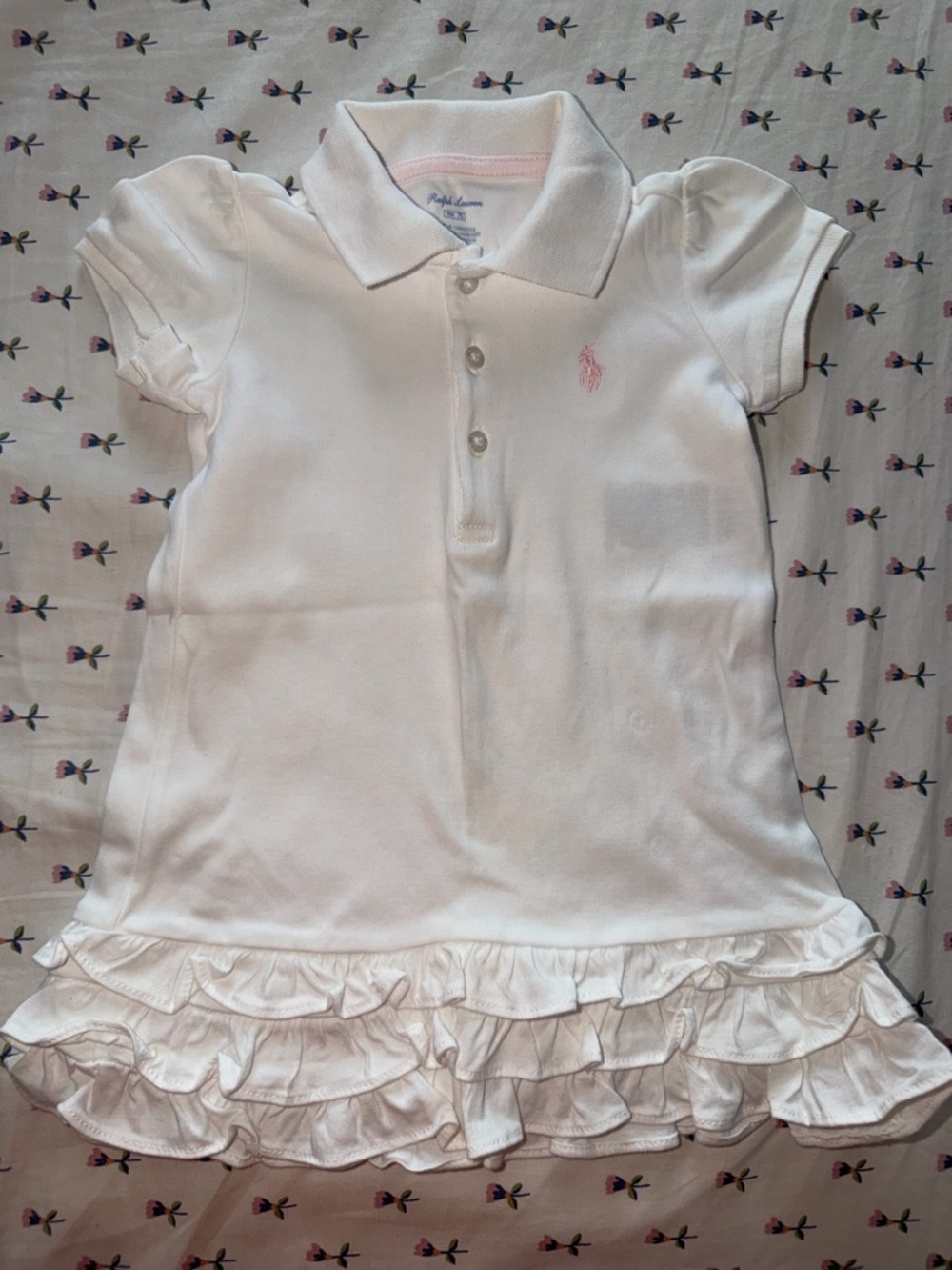 Ralph Lauren White Polo Dress with Pink Pony Embroidery